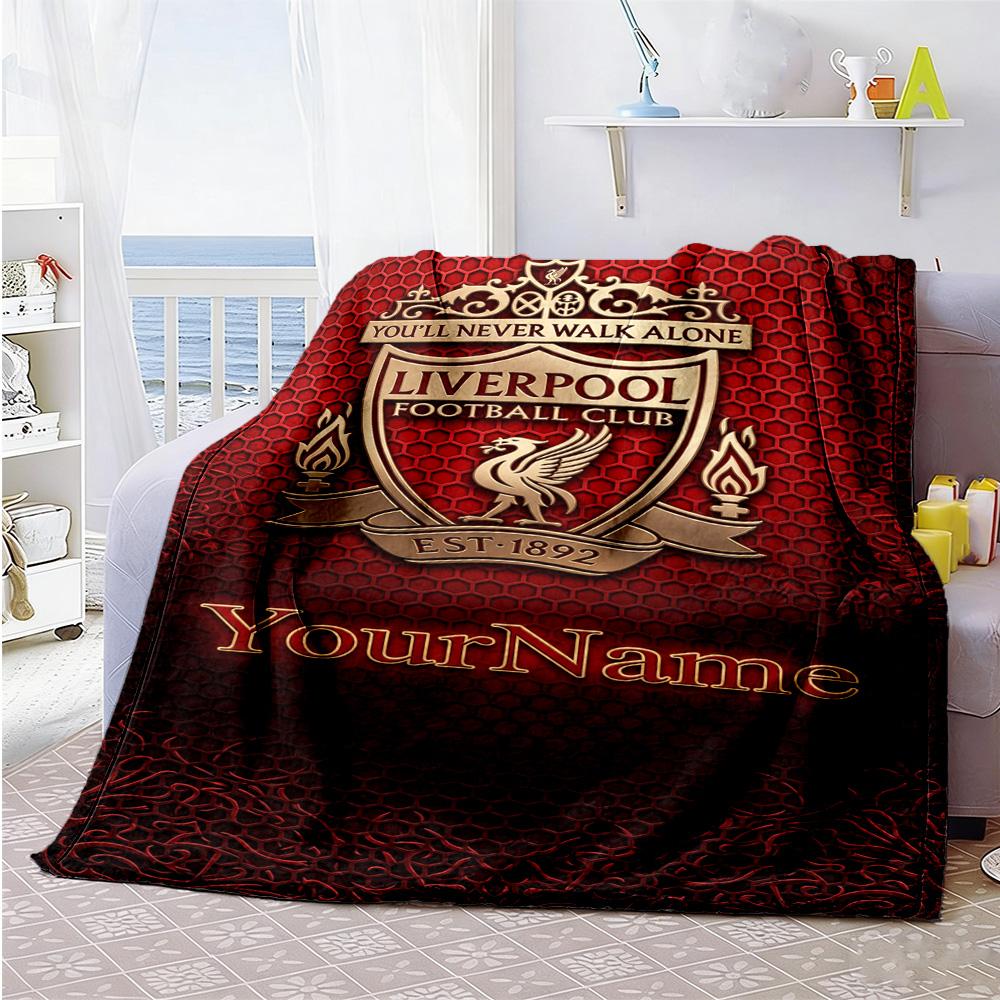 Liverpool Customize Text Blanket Throw Personalized Blanket Soft Warm Cozy Perfect for Living Room Office Chair Seaside Picnics for All Occasions