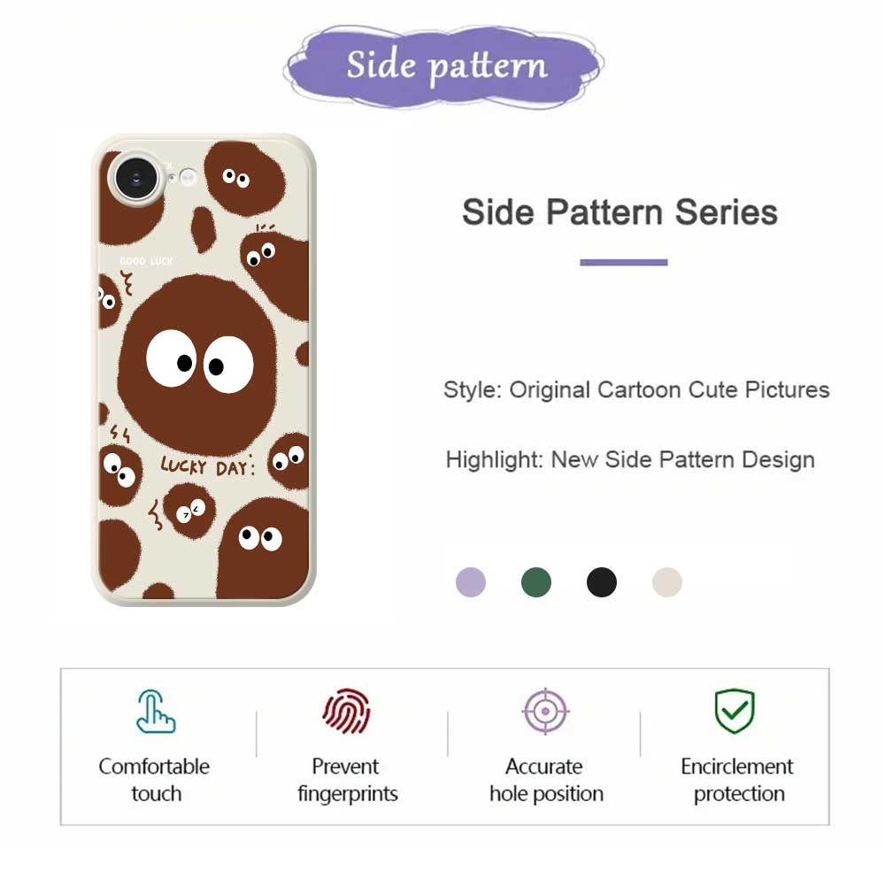 For iPhone 16e Case Funny Big Eyes Doll Pattern Printing Straight Edge TPU Phone Back Cover