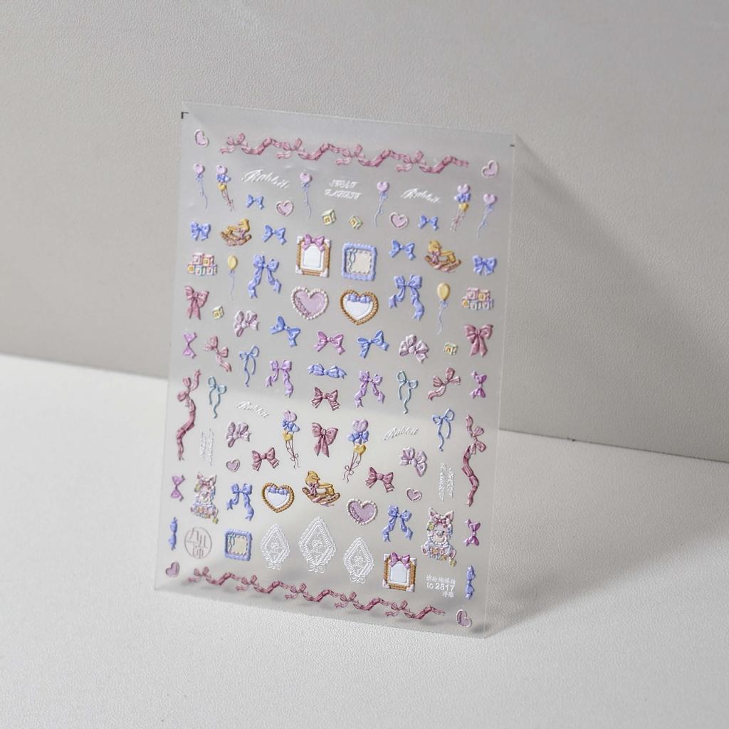 Präglade Färgglada Rosett Nagelklistermärken DIY Gör Kreativa Dekorativa Klistermärken