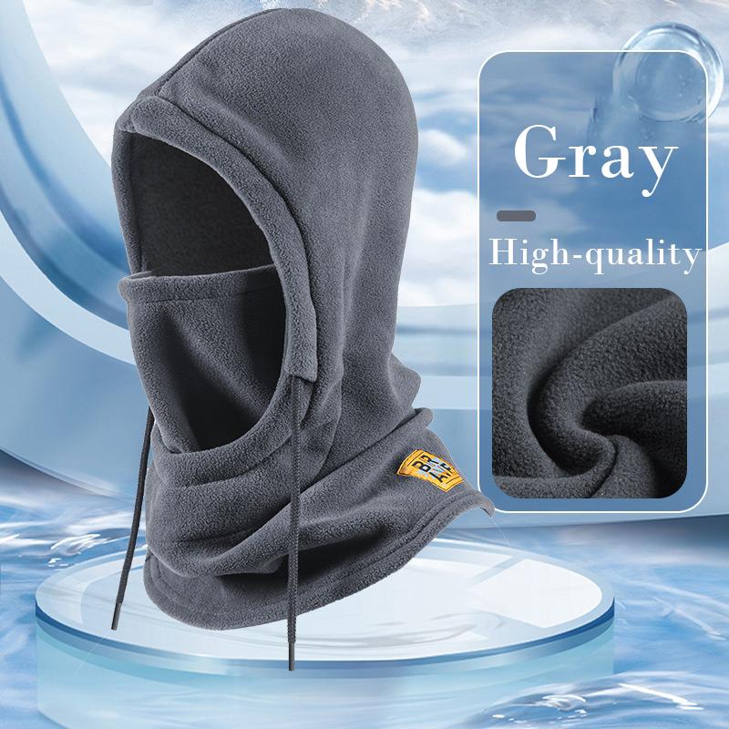 Balaclava d'hiver Capuche en tricot Unisexe Masque chaud coupe-vent avec cordon de serrage Casque de moto pour le ski et le froid Bonnet chaud en tricot