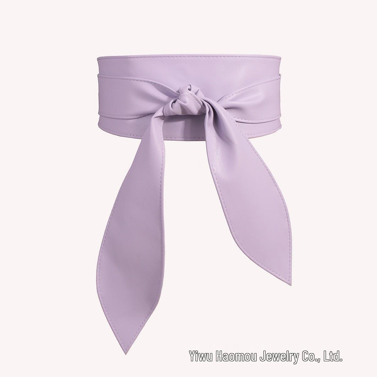 French Bow Style Women s Versatile Waist-Cinching Wide Belt светло-фиолетовый