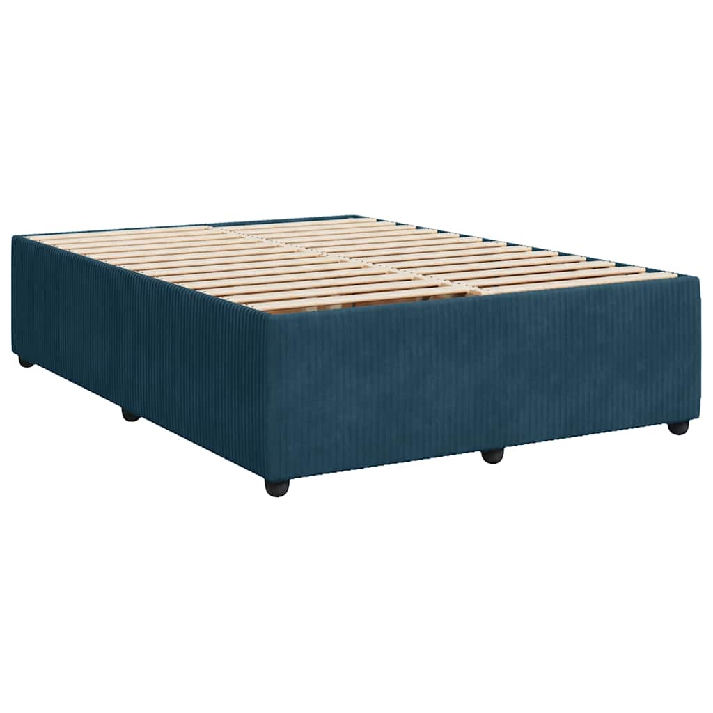 Box Spring Bed with Mattress Blue 140 X 190 Cm Velvet