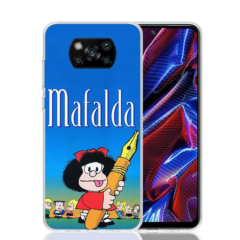 Mafalda Cartoon Case Phone Cover for Xiaomi Redmi Note 10 9 9S 8 8T 7 5 Pro Mi 12T 11T 10T 9T 12 11 Lite A3 A2 Trend Fundas Mi 1