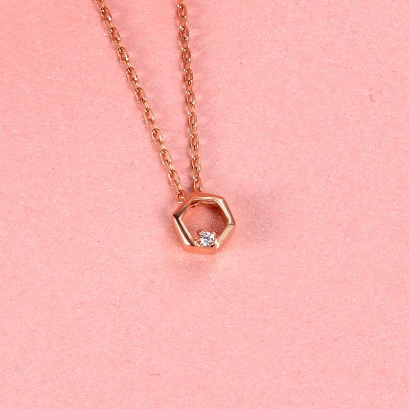 Jewelry Hexagonal Necklace Simple Fashion Diamond Collarbone Chain Ins Wind Premium Durable Quality Useful Practical