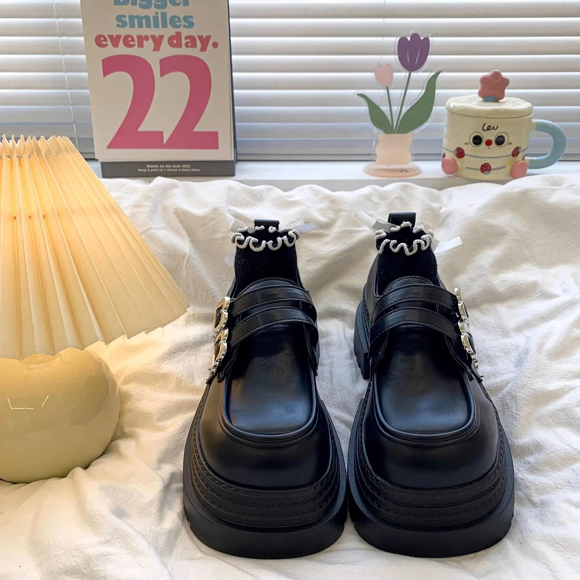 

Leather Casual Woman Pumps Office Black Korean Style Popular Young On Promotion Comfortable and Elegant Slip 39 Shoes for Women 35