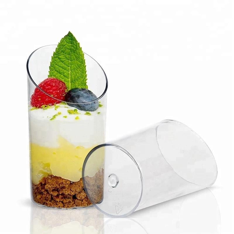 A62X 30Pcs 80Ml Mini Disposable Bevel Cake Cups Pudding Jelly Mousse Cup Appetizer Bowl for Home Dessert Shop Food Container