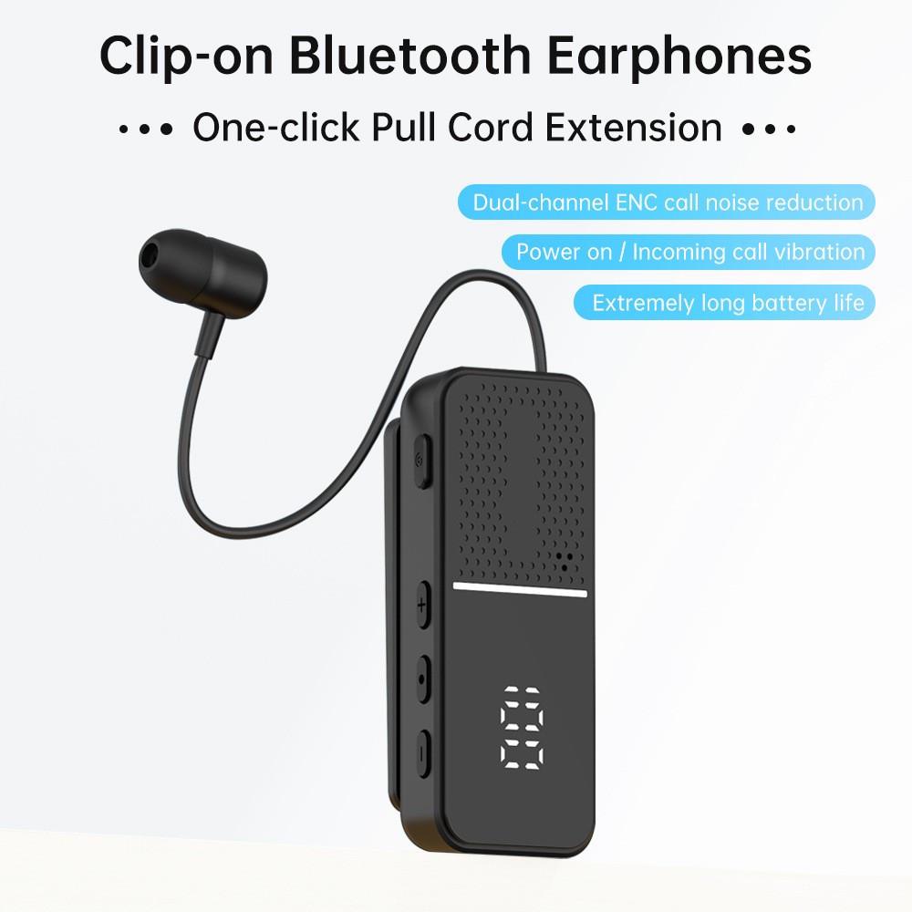 2025 Clip-On Wireless Bluetooth In-Ear Headphones with Digital Display, Noise Reduction & Long Battery Life for Sports & Business