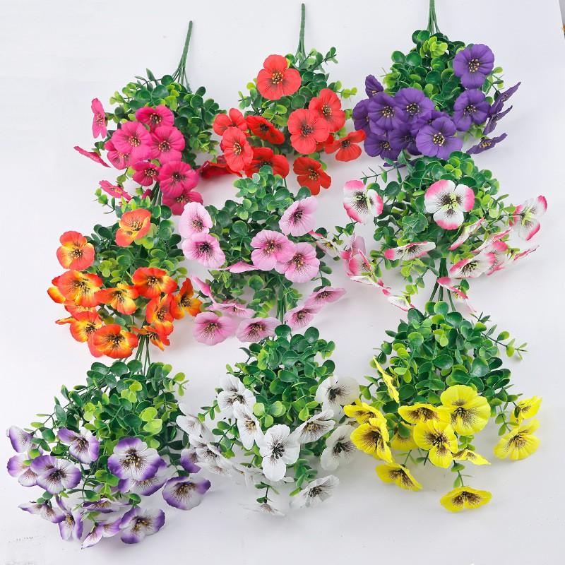 Artificial Eucalyptus Pansy Silk Flower Bouquet Wedding Home Decor Event Pathway Interior Styling