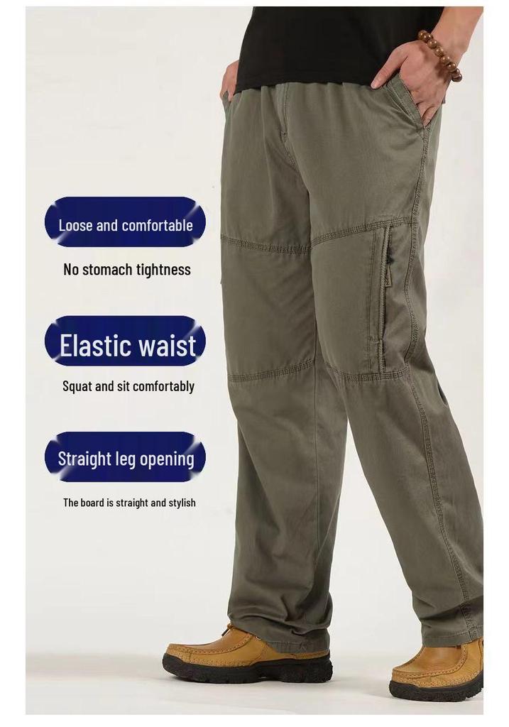 Men's Winter Thick Fleece Cotton Pants for Middle-Aged & Elderly