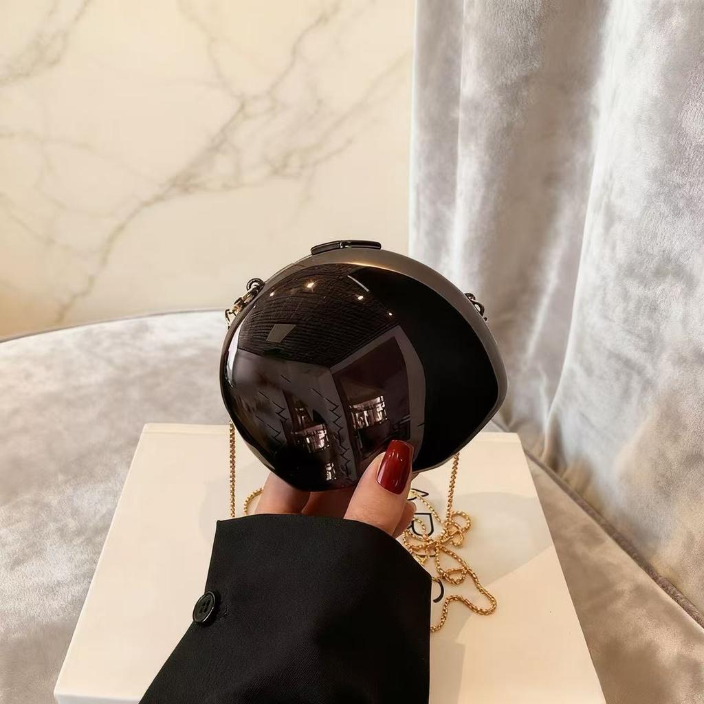 Metallic Acrylic Goose Egg Shape Bag Luxury Clutch Purse Mini Women's Wallet Shoulder Shell Chain Bag Party Crossbody Handbag