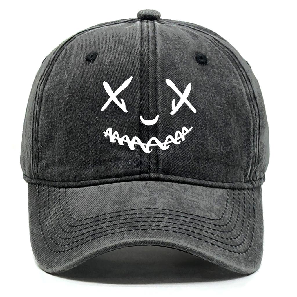 Unisex Adjustable Baseball Cap Smiling Face Hats For Woman Solid Color Washed Retro Snapback Caps Ideal Choice For Gifts