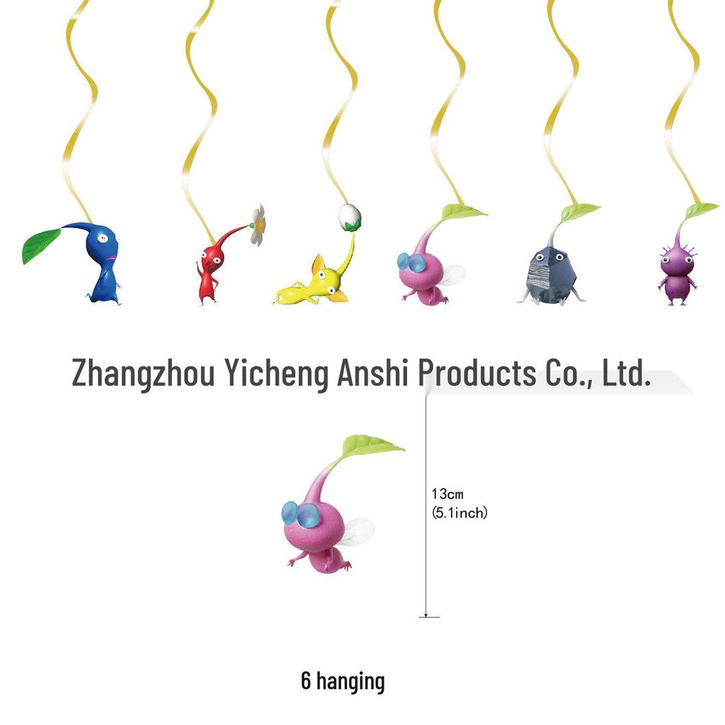 Pikmin Birthday Party Decorations: Cake Toppers, Swirl Decorations & Banner Set