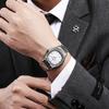 Fashion Luxury Business Square Quartz Watches Classic Stripe Design Dial with Stainless Steel Band Wristwatch for Men