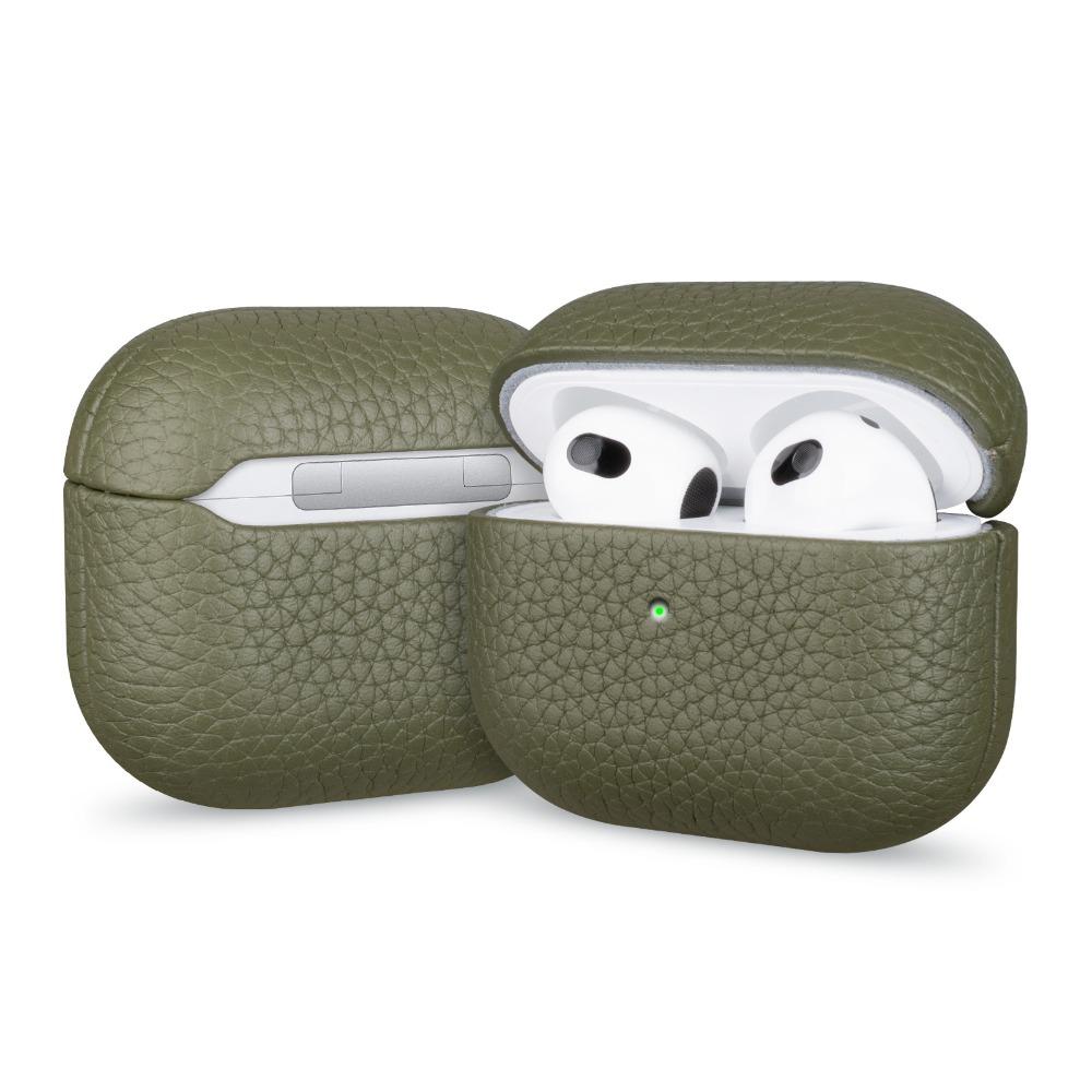 High Quality Lychee Pattern Genuine Leather Earphone Case For Apple AirPods Pro 3 2 AirPods 4 Business Bluetooth Headphone Cover