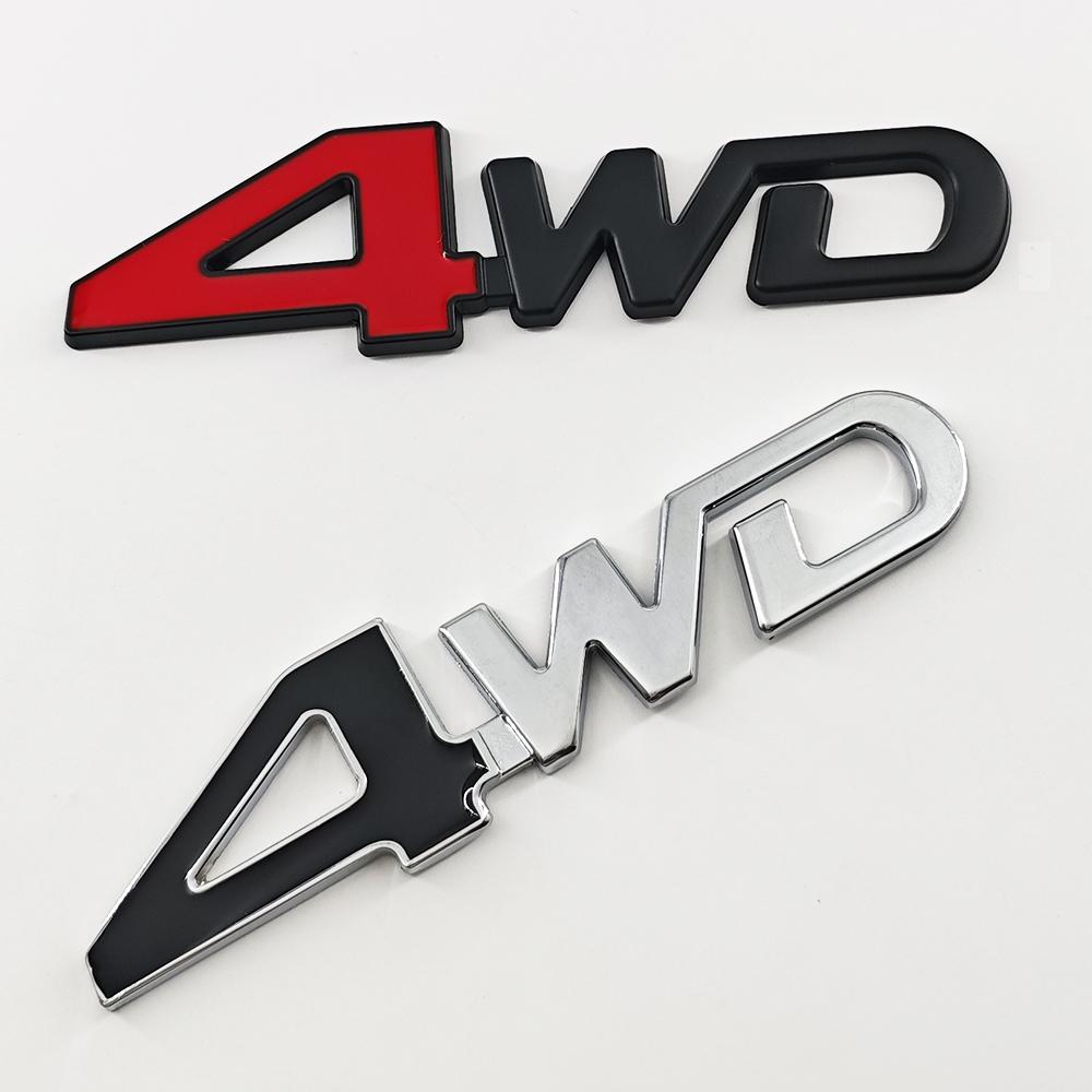3D Metal 4WD Logo Letters Grill Emblem Badge Fender Car Trunk Sticker Decal For Honda Suzuki CRV Accord Civic Toyota Accessories