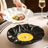 Large Japanese Ceramic Pleated Salad Plate - High-End Elegant Tableware