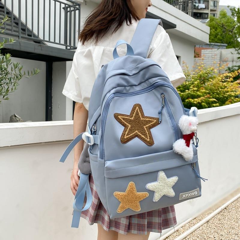 Cute star style literary soft girl student schoolbag spring and summer ins wind large-capacity backpack
