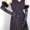 Satin Women's Long Fluffy Gloves Elegant Women Cosplay Gloves  Wedding Accessories