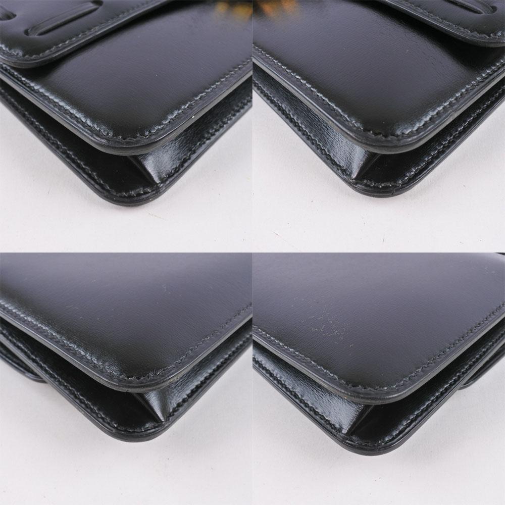 HERMES 2-way clutch Shoulder Bag Tassel black Calfskin Women Used