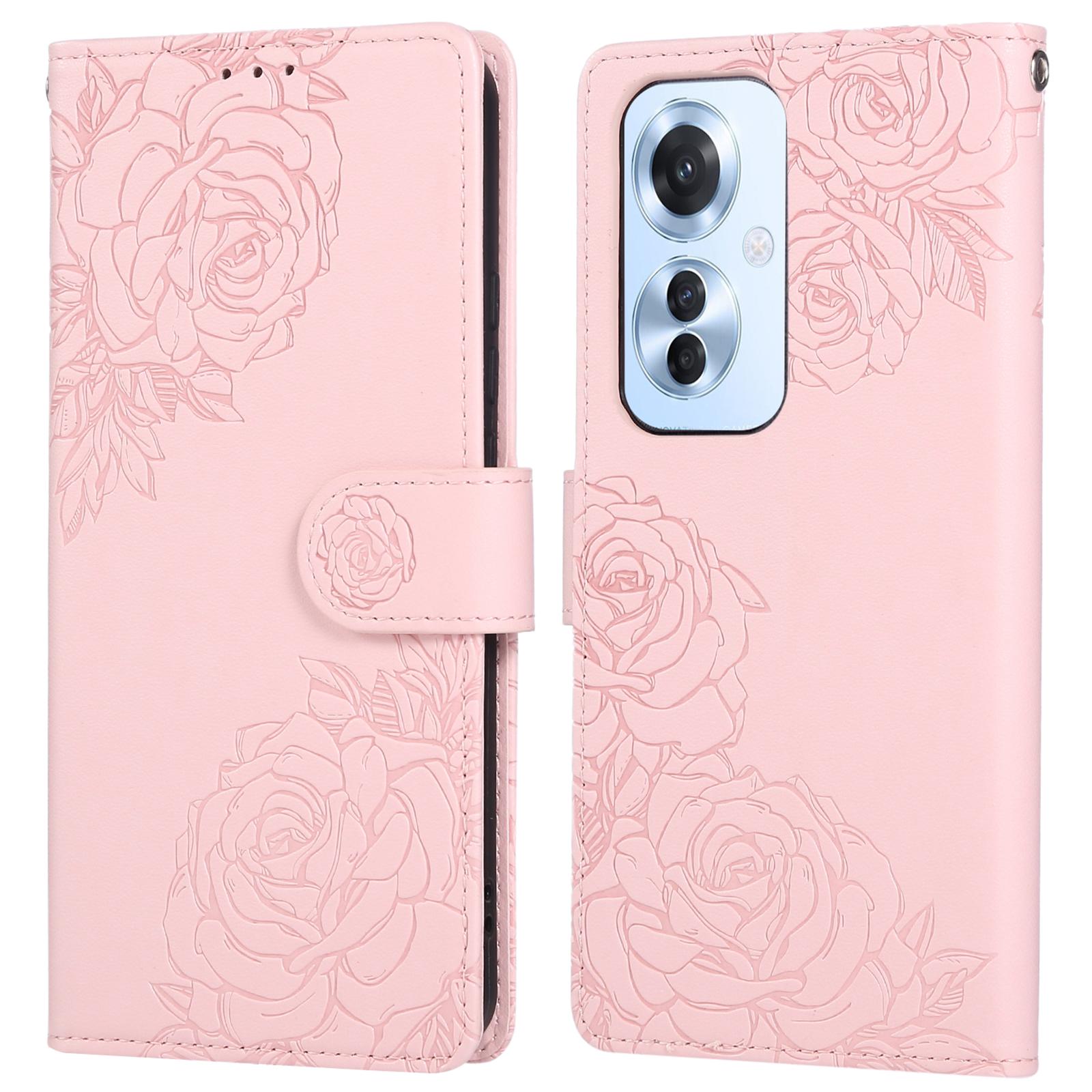 

For Oppo Reno11 F 5G/F25 Pro 5G Case Rose Flower PU Leather Wallet Phone Cover with 3 Card Slots Rose Gold
