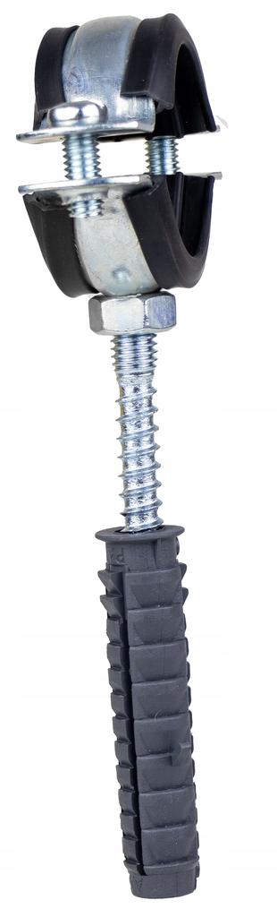 Uchwyt obejma do rur 3/4” 26-30 mm pojedynczy z gumą i kołkiem M8x80
