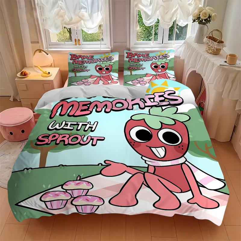 Memories Sprout Print 3Pcs Bedding Set,Duvet Cover with 2 Bedro,Pillowcase Home Birthday Gift
