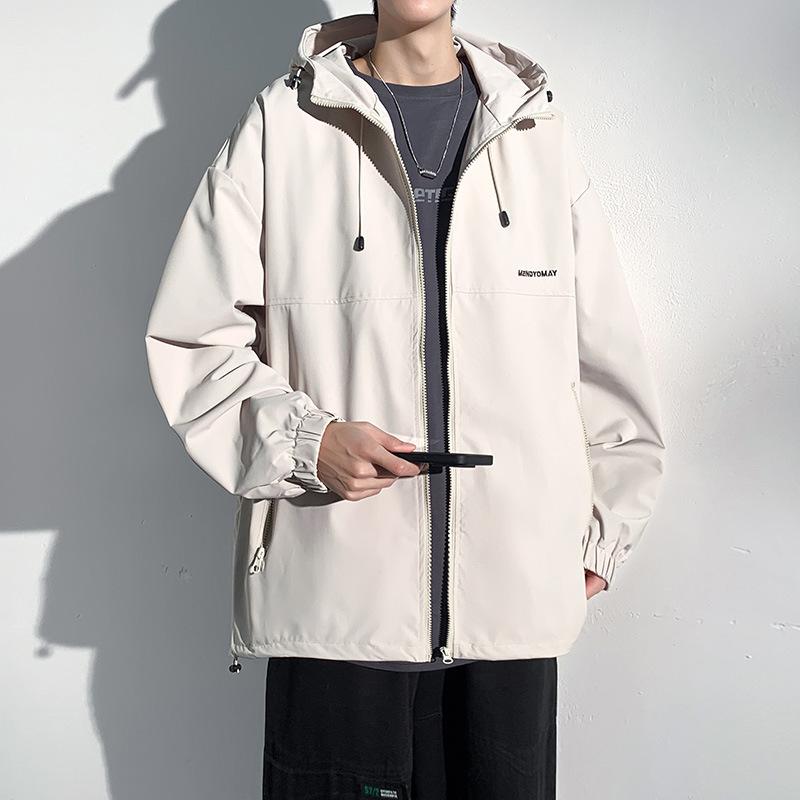

Spring and Autumn Charge Jacket Outdoor Sports Jacket Trendy Simple Loose Hooded 3XL хаки