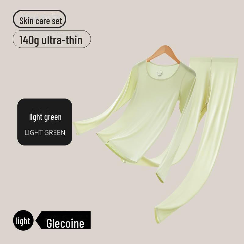 Women's Seamless Nude Ultra-Thin Thermal Underwear Set - High Elastic Autumn/Winter