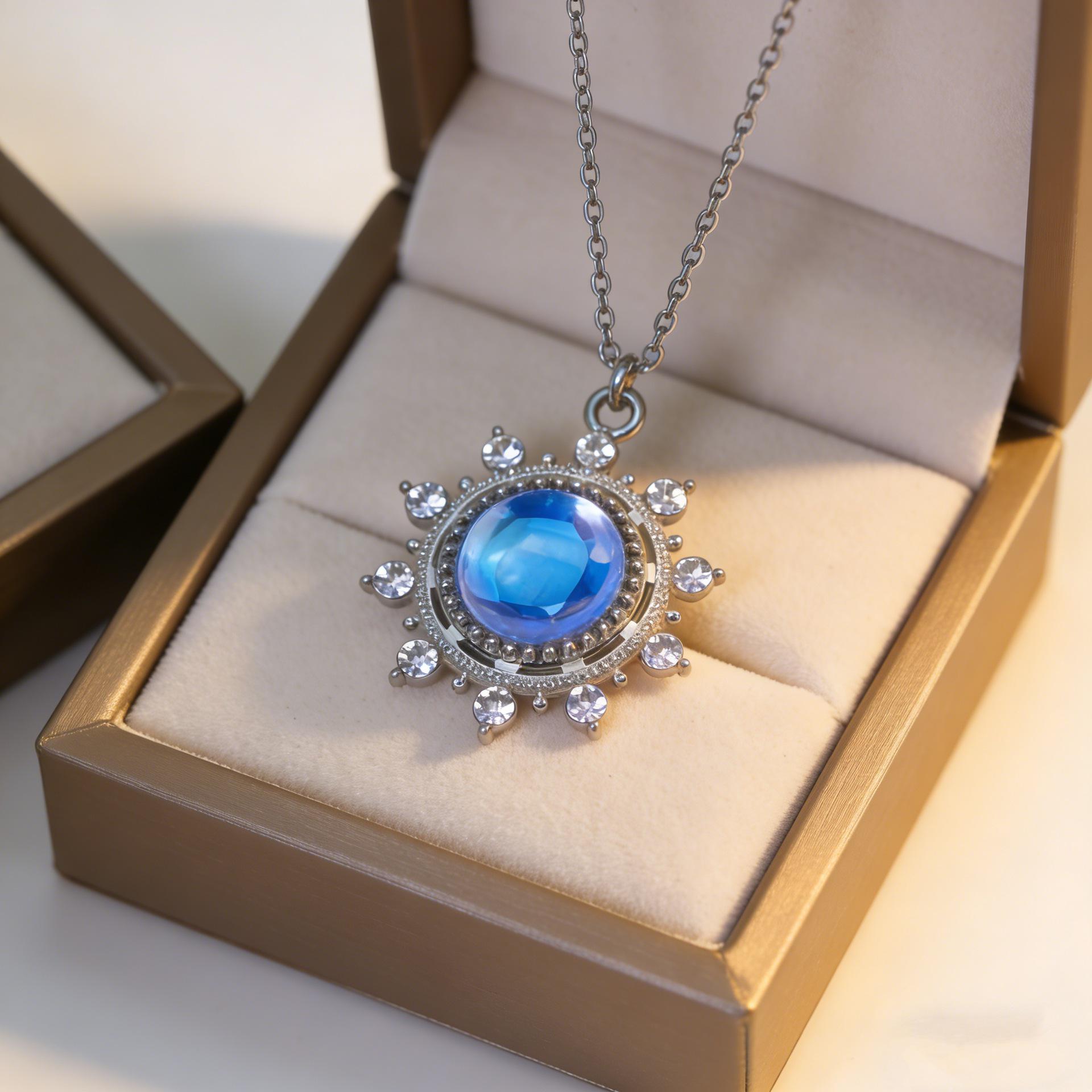 Sweet Moonstone Sun Necklace: Elegant Women s Choker with Unique Design светло-синий