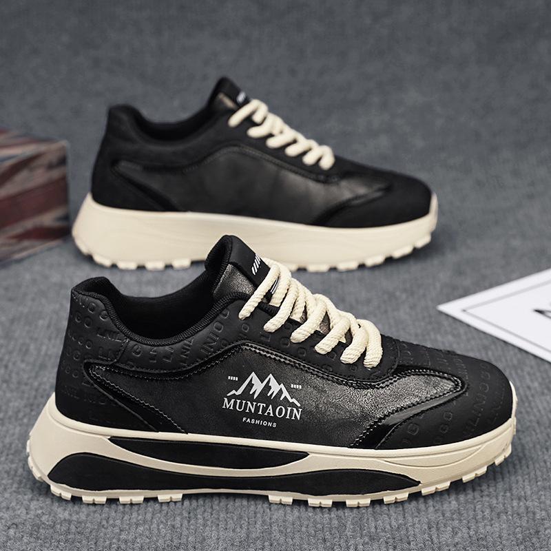 Spring New Shoes for Men Sneaker Leather Casual Sport Shoes Street Trend Flat Athletic Shoes
