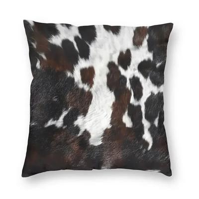 Față de pernă decorativă cu textură modernă de piele de vacă din blană artificială, model piele de animal, piele, husă de pernă, pernă decorativă imprimată