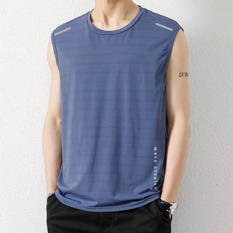 

Men s Sleeveless Ice Silk Vest: Breathable, Quick-Drying, Mesh, Round Neck, Wide Waistcoat, Perfect for Summer Sports M (80-100 jin)