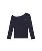 Tansanmageunesyum Songi Songi X Tansan One-Shoulder Eyelet Long Sleeve (Navy)