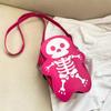 3D Skeleton Shoulder Bag PU Leather Cute Ghost Purse Creative Halloween Crossbody Bag  Party