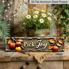 2D Flat, Aluminium Decorative Sign Signboard Featuring Autumn-themed Apples Leaves and Elegant Letter Patterns Ideal for Living Rooms Kitchens