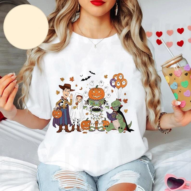 Toy Story Halloween Balloon Ghost Pumpkins White TShirt S