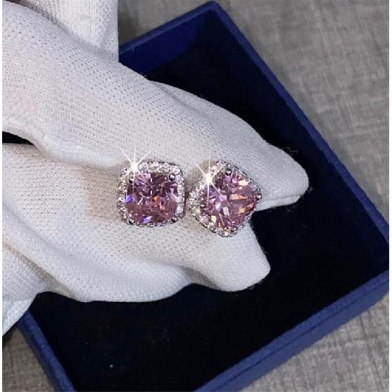 CC Stud Earrings For Women Fashion Jewelry Cubic Zircon 7*7mm Square Stone Bridal Wedding Engagement Brincos Accessories CCE643