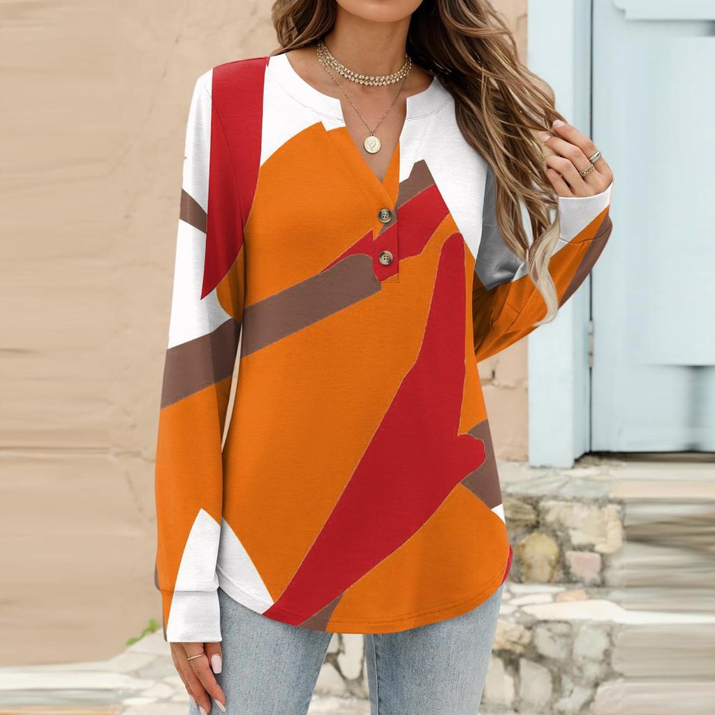T-shirt à manches longues imprimé décontracté pour femme