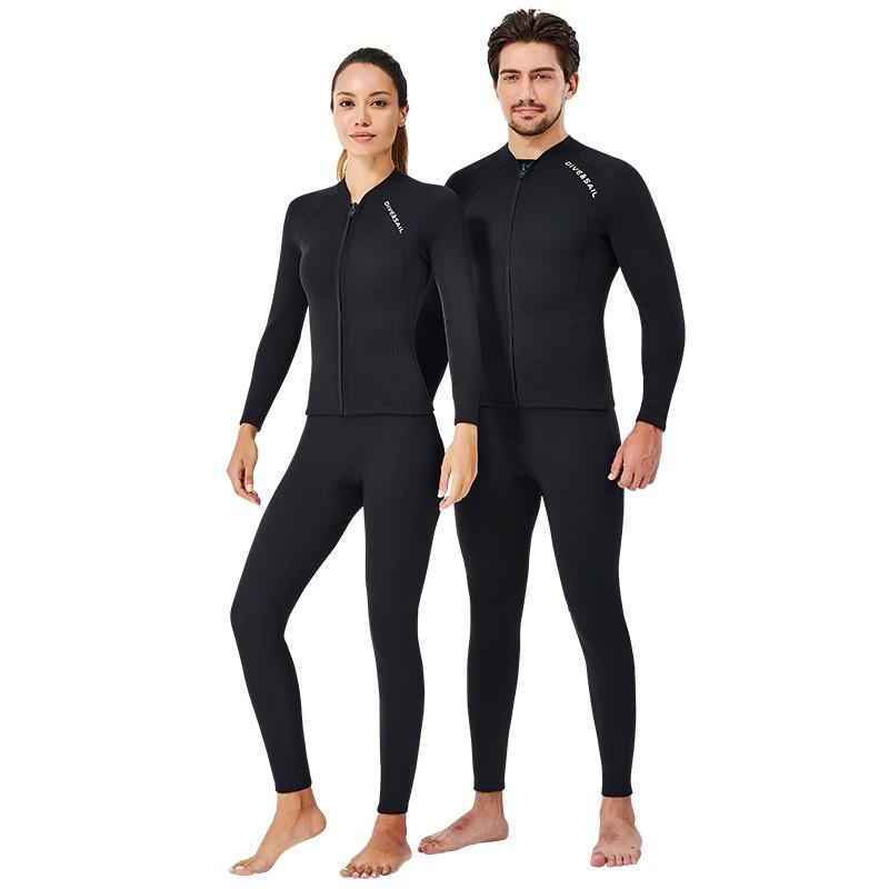 2MM Diving Suit Men's Split Top Long-sleeved Thick Women's Cold-proof Warm Swimming Snorkeling Surfing Wet
