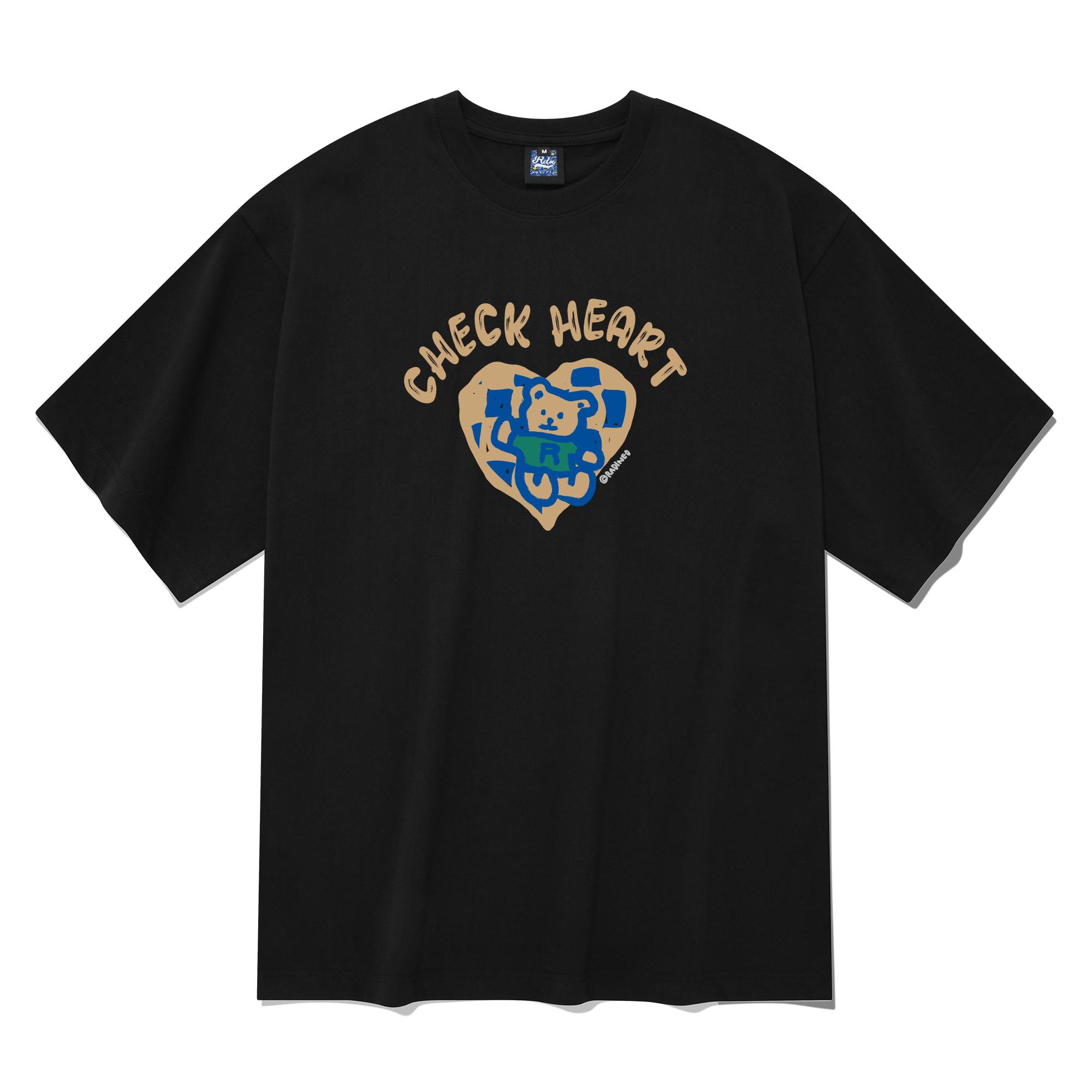 Radineo Check Heart Short Sleeve T-Shirt Black Xl