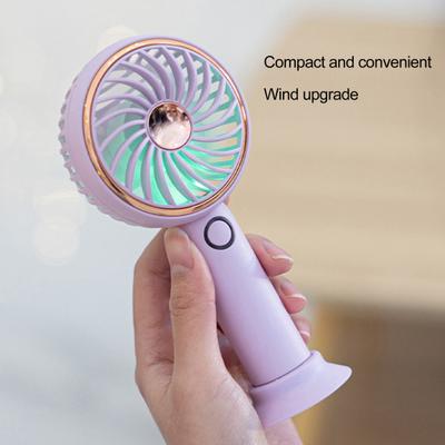 Mini ventilator portabil, cu 3 viteze, reglabil, lumină cu LED-uri colorate, reîncărcabil, mut, ventilator portabil de birou, pentru casă de vară, consumabile de călătorie în aer liber