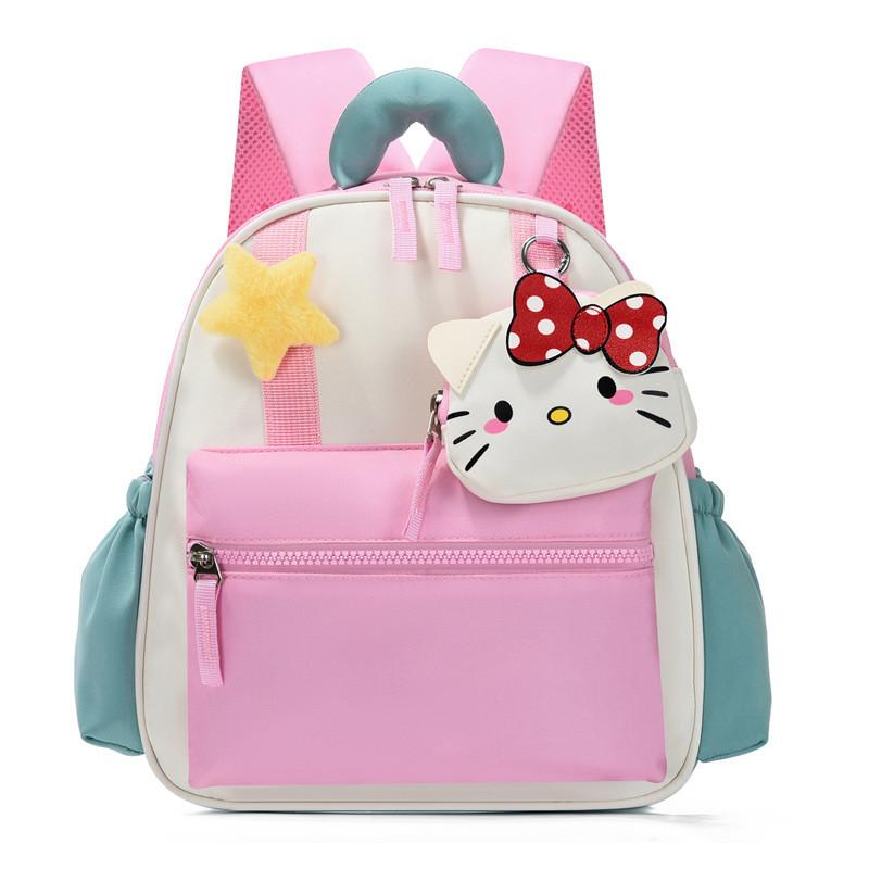 

Hello Kitty Childrens Cartoon Backpack With Oxford Fabric For Kindergarten Learning And Load Reduction розовый
