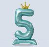 Large Number One Foil Balloon with Inflatable Base and Crown Decoration Suitable for Birthday Party Celebration Event Decoration Indoor Outdoor Use