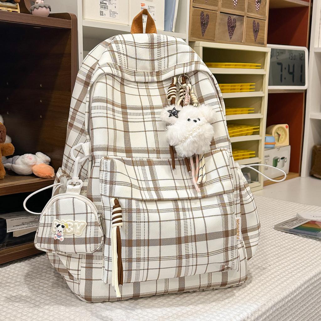 Zaino Estivo Vento Fresco Verde Menta a Quadretti Zaino Dolce Zaino Semplice da Viaggio Versatile Zaino per Scuola e Pendolari