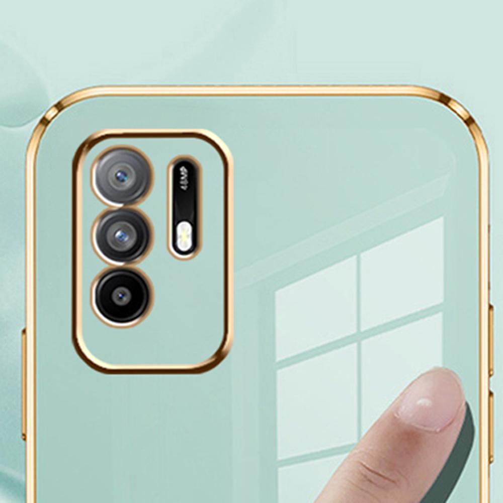 Oppo A94 5G Kılıf Lüks Kare Kaplama OPPO Reno 5Z Telefon Kılıfı Reno 6Z Darbeye Dayanıklı Silikon Arka Kapak CPH2211 CPH2237 Kılıf