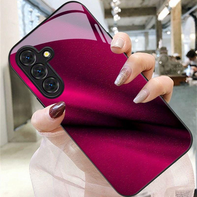 Deep red pattern Exquisite luxury High-end PhoneCase Glass PhoneCase for Samsung Galaxy S26 S25 S24 S23 S22 S21 FE,Ultra,Plus