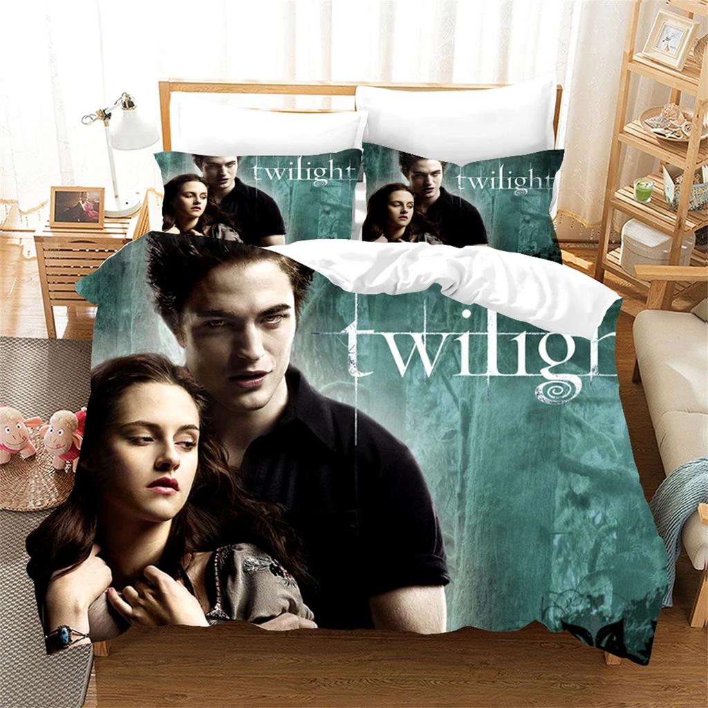 Anime Twilight Movie Printed Bedding Set 2Pcs With Closure Zipper,3D Printed Reversible Duvet Cover Set With Pillowcases 75*50Cm
