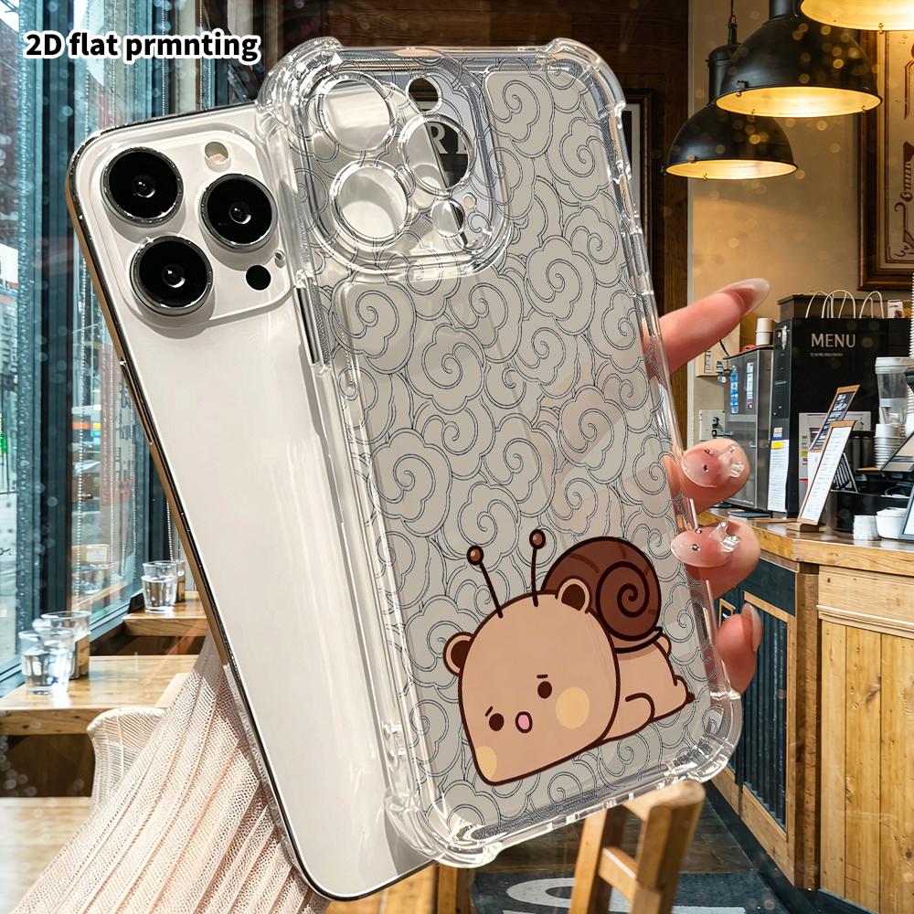 Phone Case: 2D Flat, Suitable for iPhone 18 17 16 15 14 13Pro Transparent Corner Protection Case, Spiral Snail Shell, Christmas and Halloween Gifts