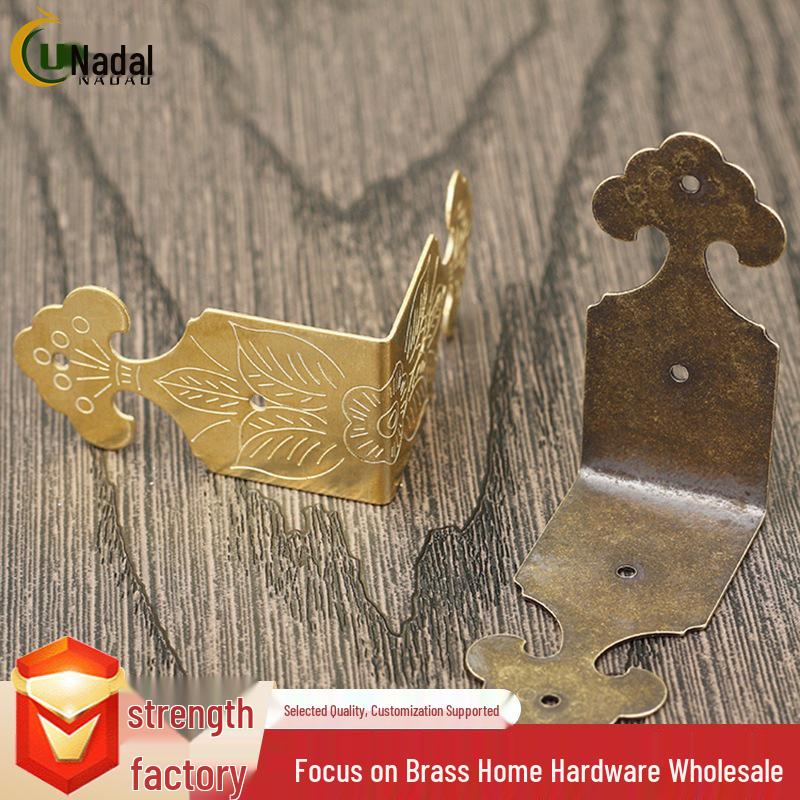 Chinese Antique Style Ruyi Corner Protectors, Abacus Edge Binding, Copper Finish