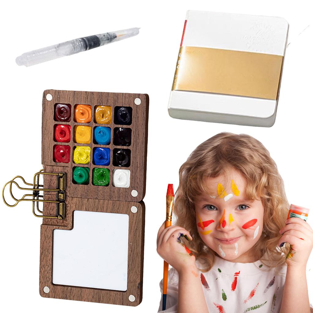 Watercolor Palette Set Mini Pocket Artist Watercolor Paint Palette Travel Sets with Brush and Sketchbook for Painters Artists